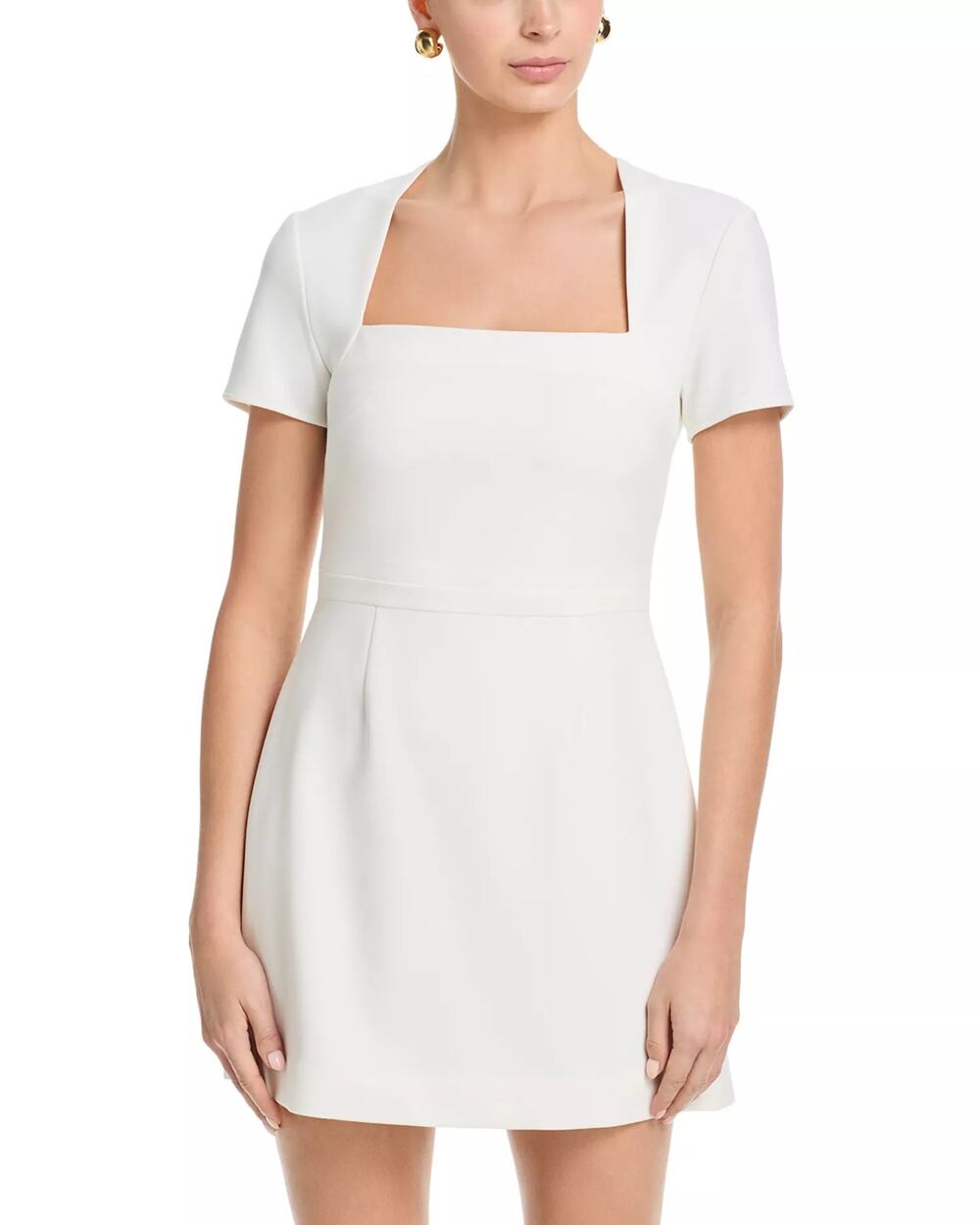 NWT French Connection Whisper Square Neck Short Sleeve Shift Mini Dress White 6